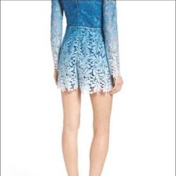 NWT Adelyn Rae Women’s Small Blue Ombré Lace Overlay Romper - Picture 2 of 10